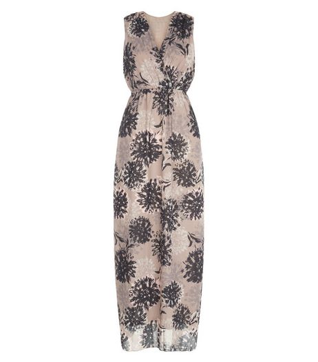 Apricot Stone Floral Print V-Neck Maxi Dress | New Look