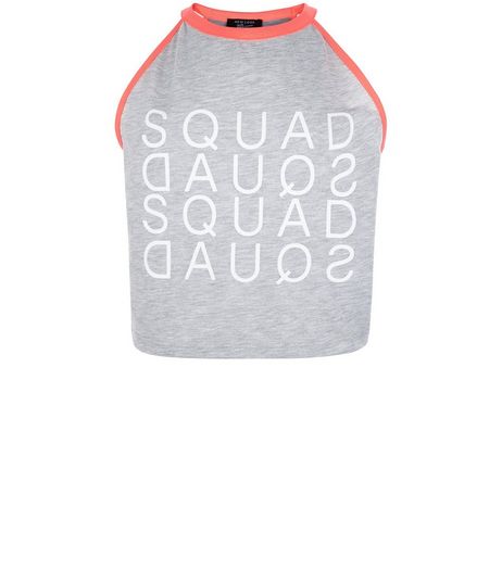 Teens Grey Squad Contrast Trim Crop Top | New Look