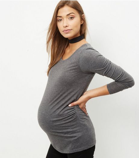 Maternity Grey Long Sleeve Top | New Look