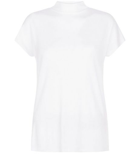 White Funnel Neck T-Shirt | New Look