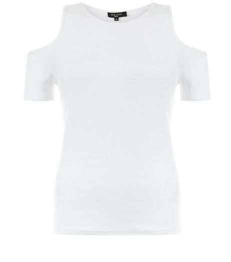 Tall White Ribbed Cold Shoulder Top | New Look