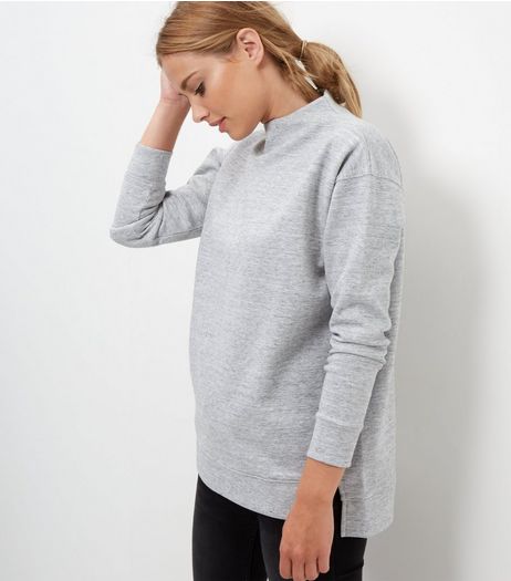 Grey Funnel Neck Zip Back Sweater | New Look
