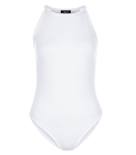 Teens White Ribbed High Neck Bodysuit | New Look