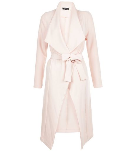 Shell Pink Waterfall Tie Waist Split Side Jacket | New Look