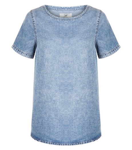 Blue Denim T-Shirt | New Look