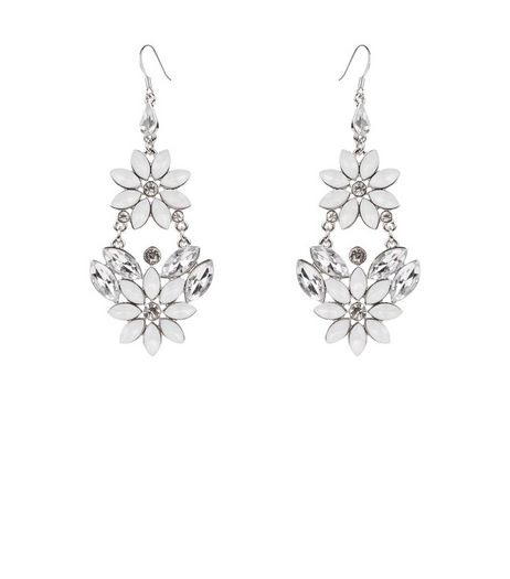 White Floral Chandelier Earrings | New Look