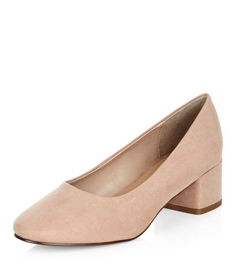 Nude Suedette Mid Block Heels | New Look