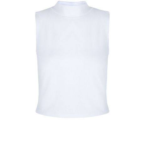 Teens White Turtle Neck Sleeveless Top | New Look