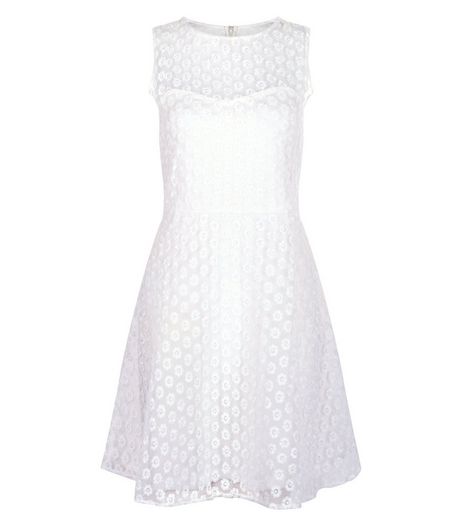 Blue Vanilla White Daisy Mesh Skater Dress | New Look