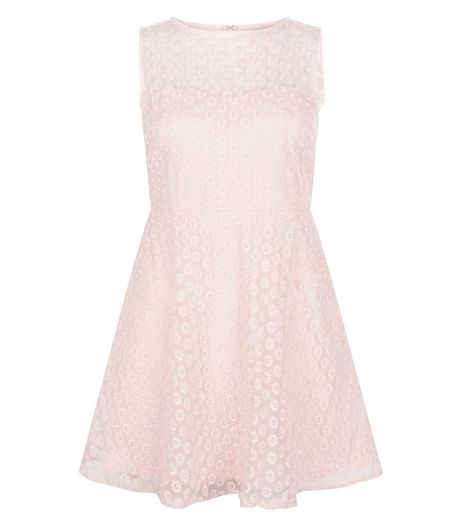 Blue Vanilla Pink Daisy Mesh Skater Dress | New Look
