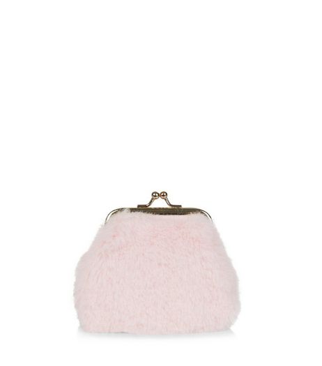 Shell Pink Faux Fur Purse | New Look