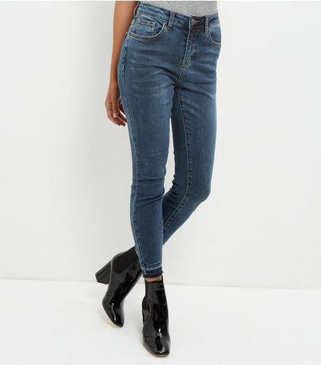 Blue Drop Hem Ankle Grazer Skinny Jeans | New Look