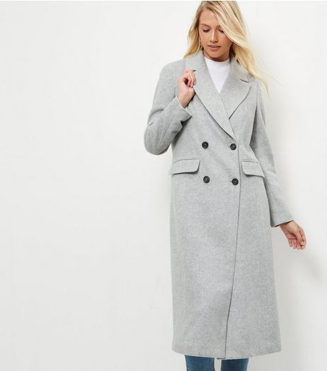Grey Button Front Longline Coat | New Look