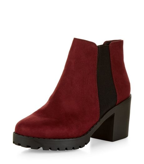 Red Suedette Chunky Chelsea Boots | New Look