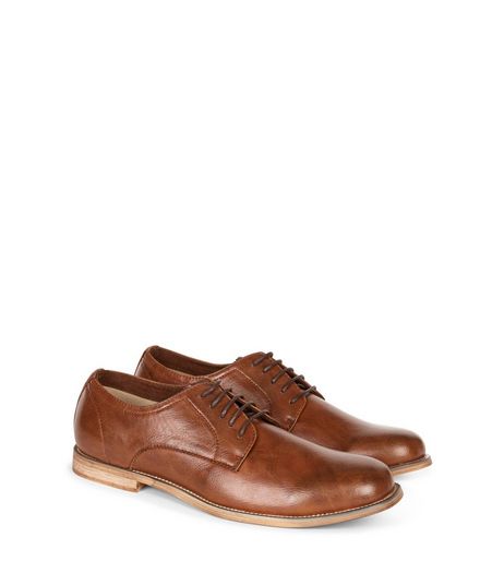 Tan Leather-Look Lace Up Brogues | New Look