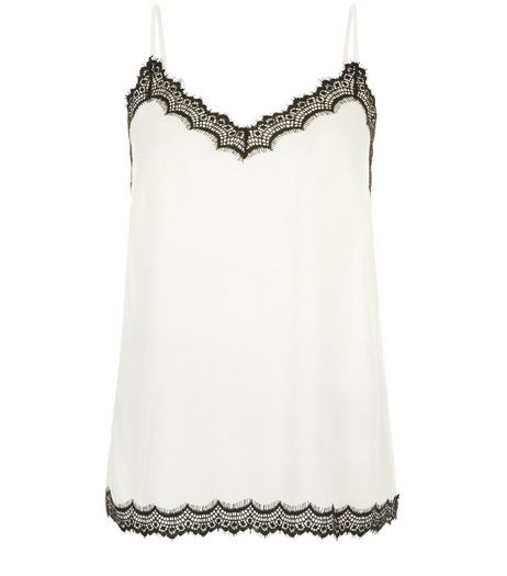 Tall Cream Lace Trim Cami | New Look