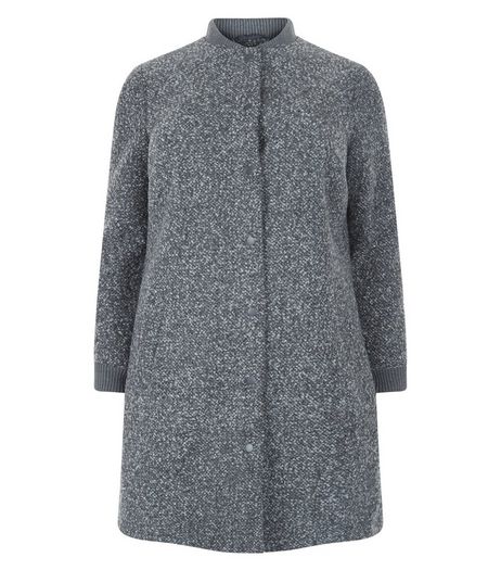 Curves Grey Cuffed Longline Coat | New Look