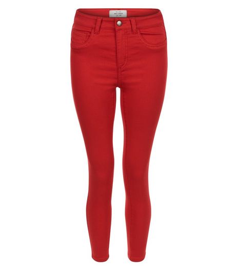 Red Ankle Grazer Skinny Jeans | New Look