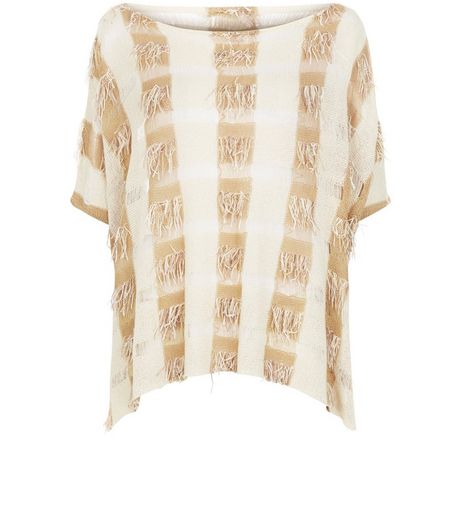Apricot Stone Check Fringed Top | New Look