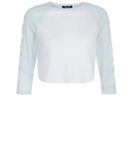 Teens Blue Selfie Ready Sleeve Raglan Top | New Look