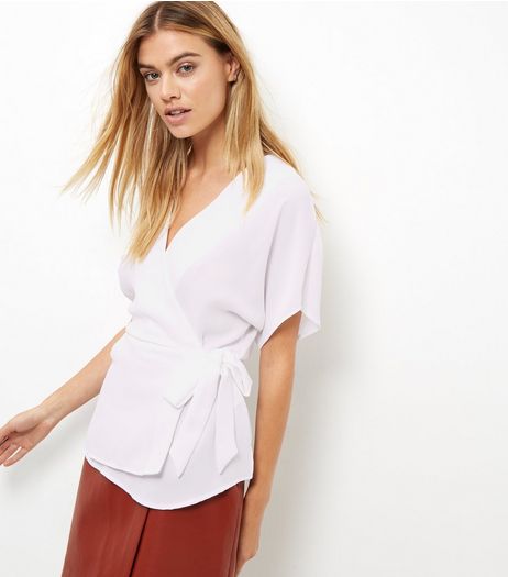 Cream Wrap Tie Side Top | New Look