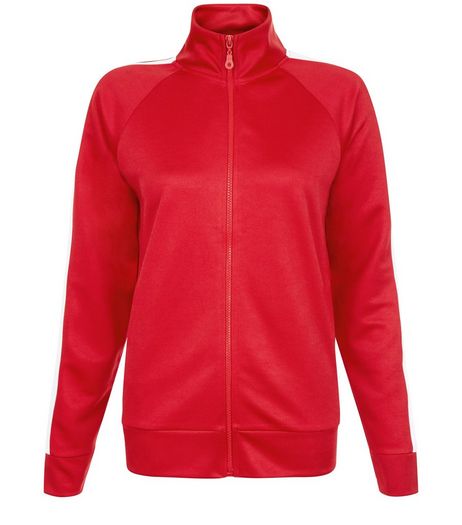 Red Stripe Side Zip Up Long Sleeve Top | New Look