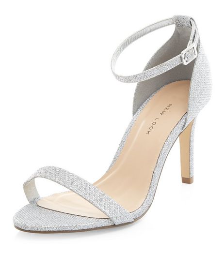 Wide Fit Silver Shimmer Ankle Strap Heels | New Look