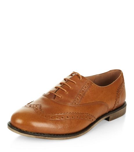 Tan Leather Embossed Brogues | New Look