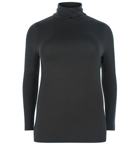 Curves Dark Green Turtle Neck Long Sleeve Top | New Look