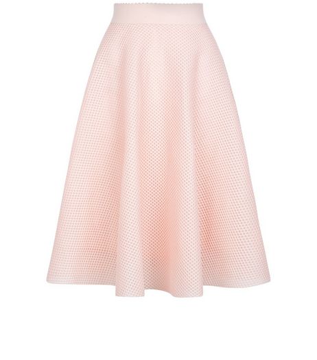 Shell Pink Airtex Balloon Midi Skirt | New Look