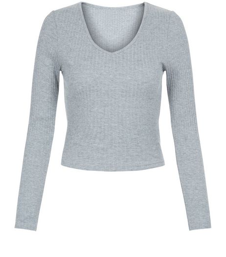 Teens Grey V Neck Long Sleeve Top | New Look