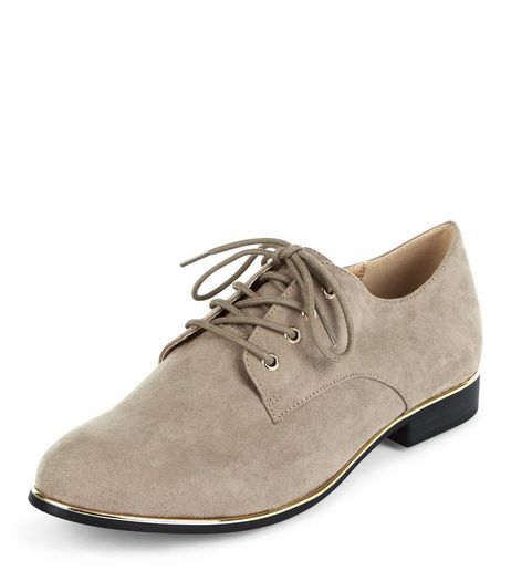 Grey Metal Trim Lace Up Brogues | New Look