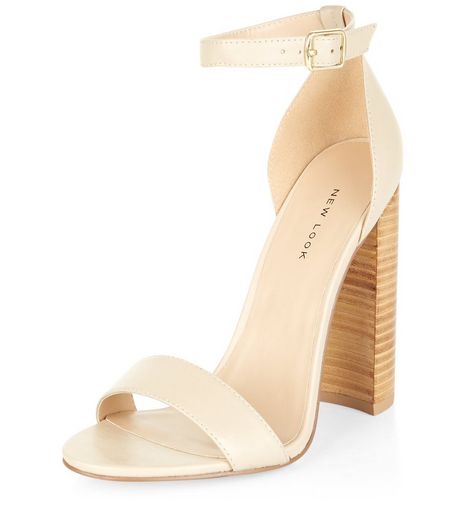 Cream Leather Block Heel Sandals | New Look