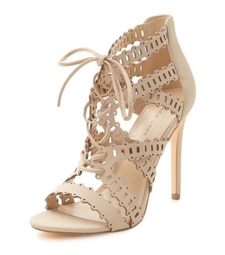 Nude Laser Cut Out Ghillie Heels | New Look