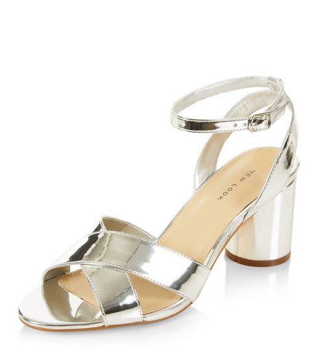 Silver Cross Strap Heeled Sandals | New Look