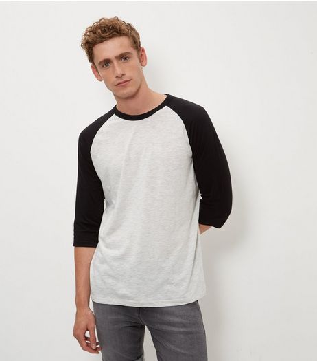 Pale Grey Raglan 3/4 Sleeve Top | New Look