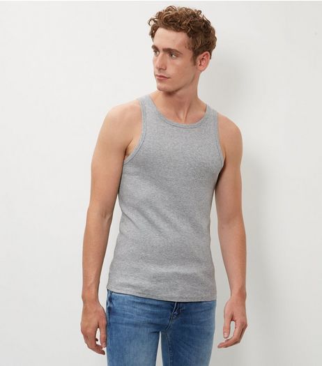 Grey Basic Ribbed Vest | New Look
