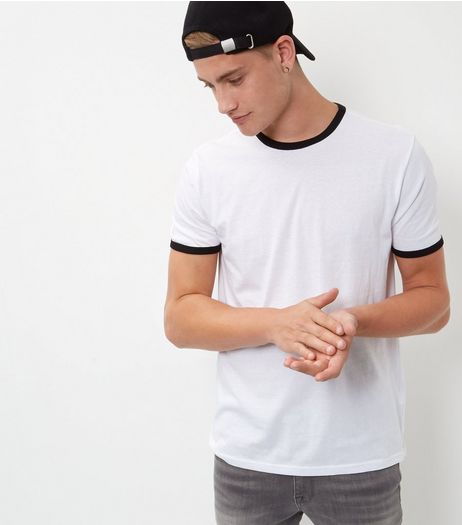 White Contrast Trim T-Shirt | New Look