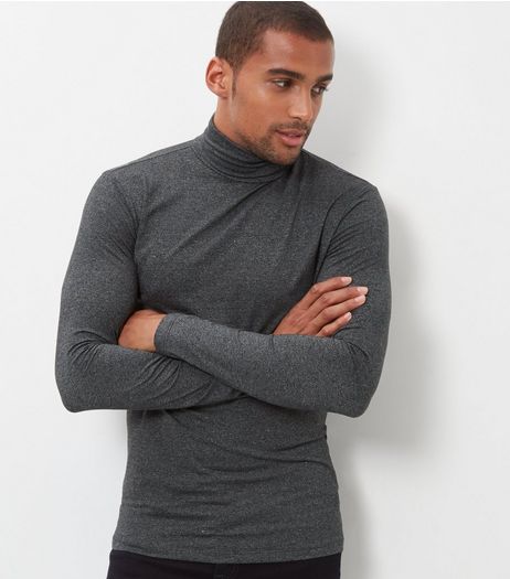 Grey Cotton Mix Stretch Roll Neck | New Look