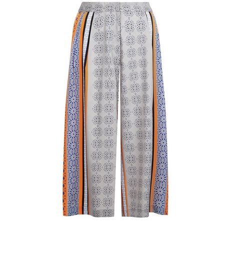 Innocence Grey Tile Print Culottes | New Look