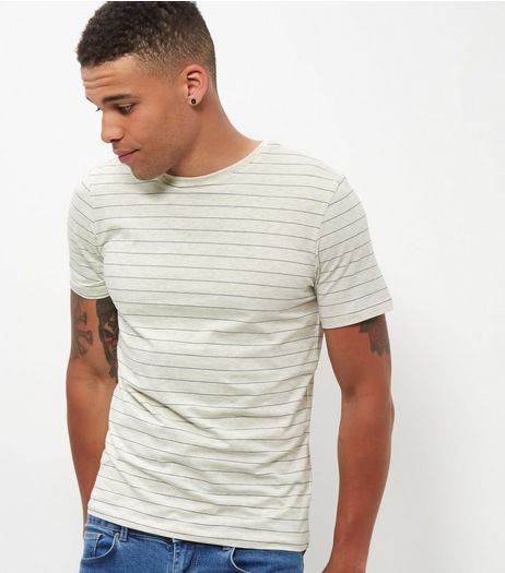 Grey Basic Cotton Mix Stripe Top | New Look
