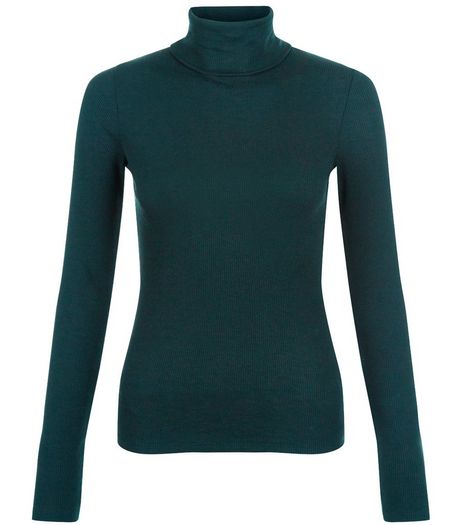 Dark Green Long Sleeve Turtle Neck Top | New Look