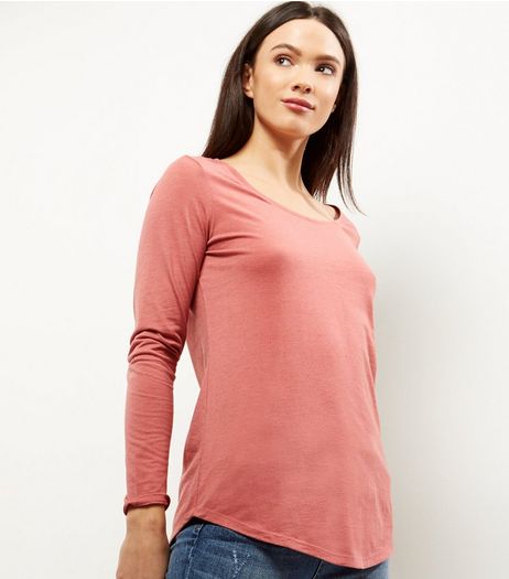 Pink Curve Hem Long Sleeve Top | New Look