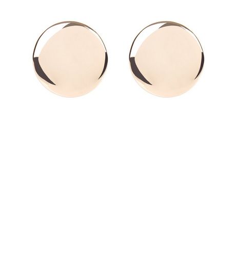 Gold Oversized Disc Stud Earrings | New Look