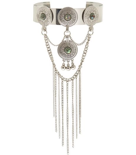 Silver Stone Drape Armcuff | New Look