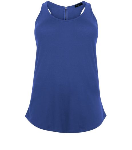 Curves Blue Zip Back Vest | New Look