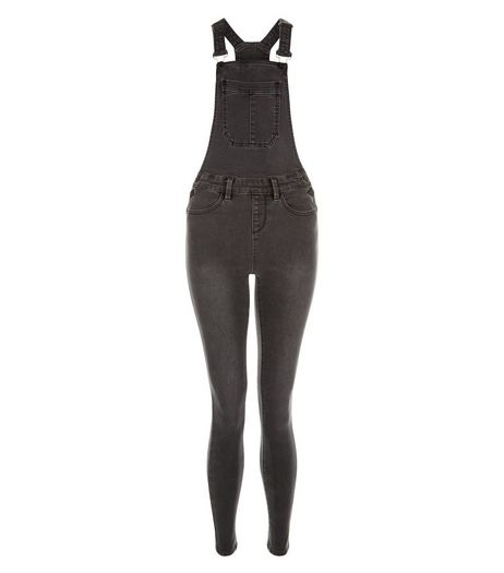 Teens Grey Faded Denim Dungarees | New Look