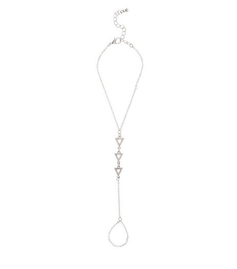 Silver Stone Triangle Hand Chain | New Look