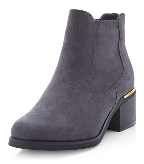 Teens Grey Block Heel Chelsea Boots | New Look