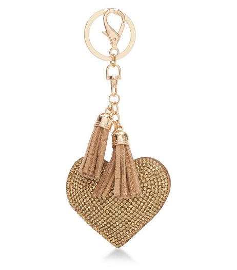 Pink Crystal Heart Keyring | New Look